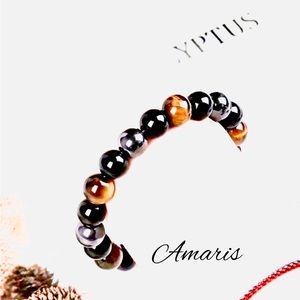 Triple Protection Bracelet- Hematite Black Obsidian Tiger EyeStone Bracelet